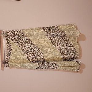 Vintage Cream & Brown Floral A Line Skirt